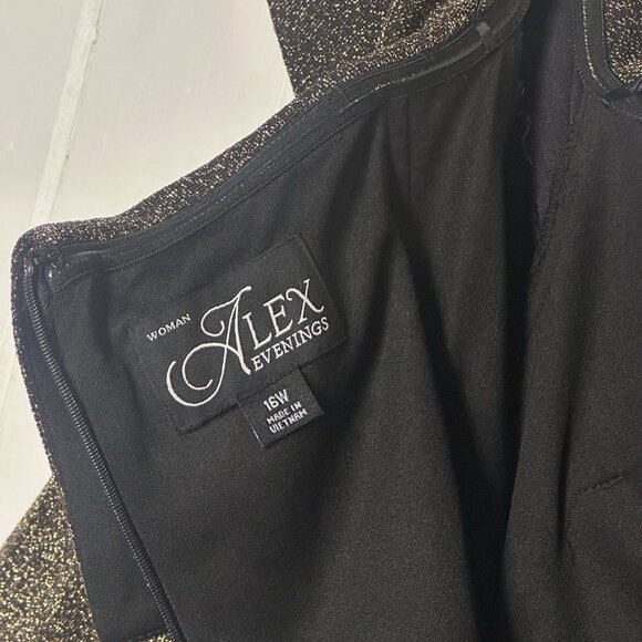 Alex Evenings Plus Size 16W Metallic Off-the-Shoulder Evening Dress Gown NWT - Picture 10 of 12